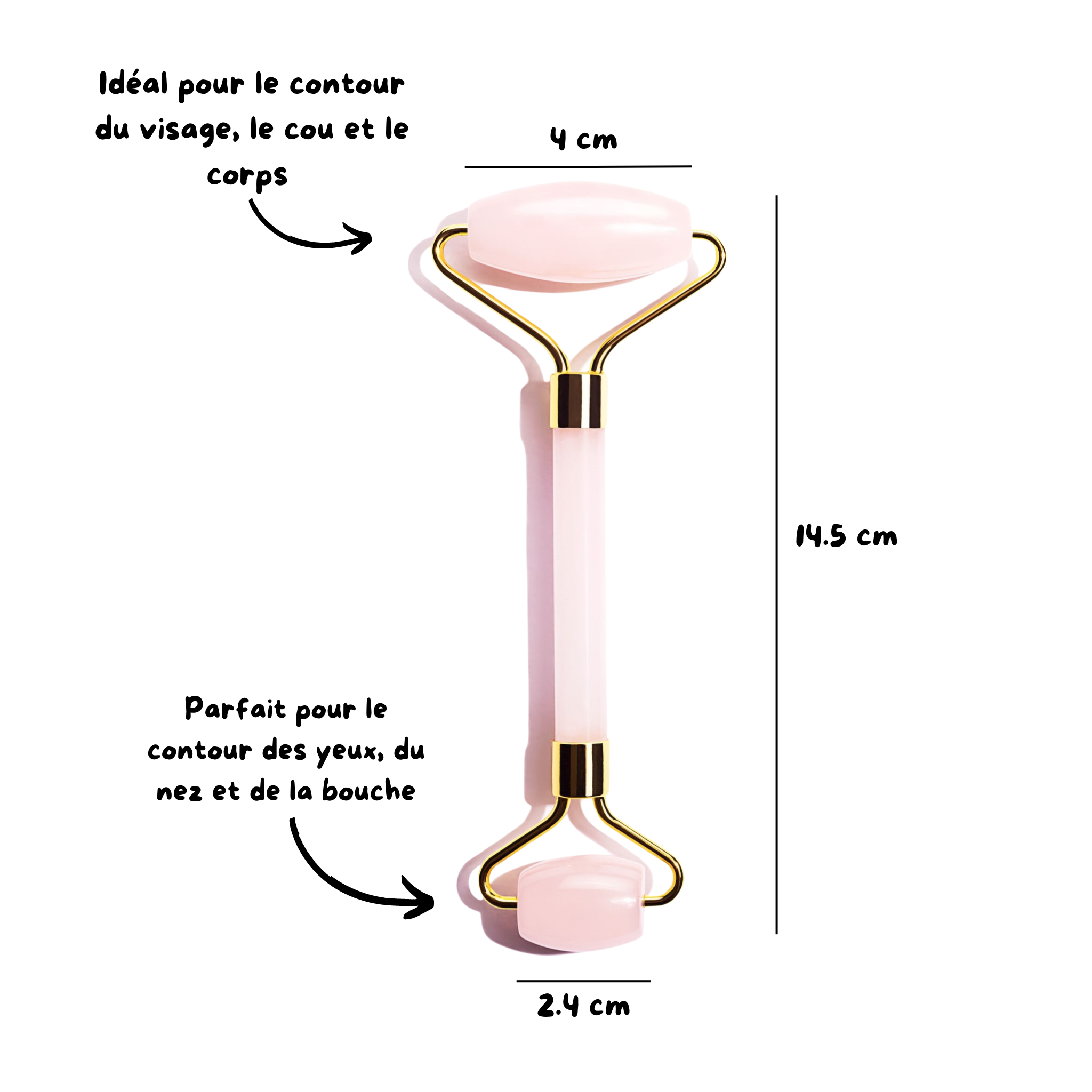 Rouleau massant visage Quartz rose