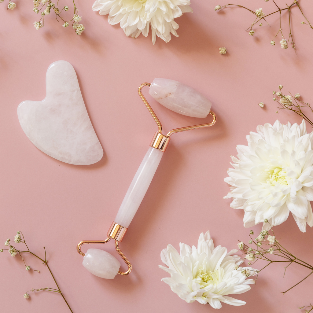 Rouleau massant visage Quartz rose