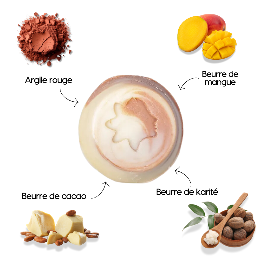 Savon« Jaja » karité, cacao et mangue- visage et corps- fabriqué à la main